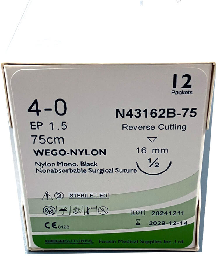 Шовник WEGO Nylon 4-0 игла 1-2 обратно-режущая 