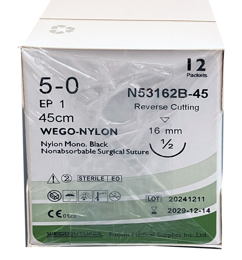 Шовный материал WEGO Nylon 5-0 игла 1-2 обр-режущая